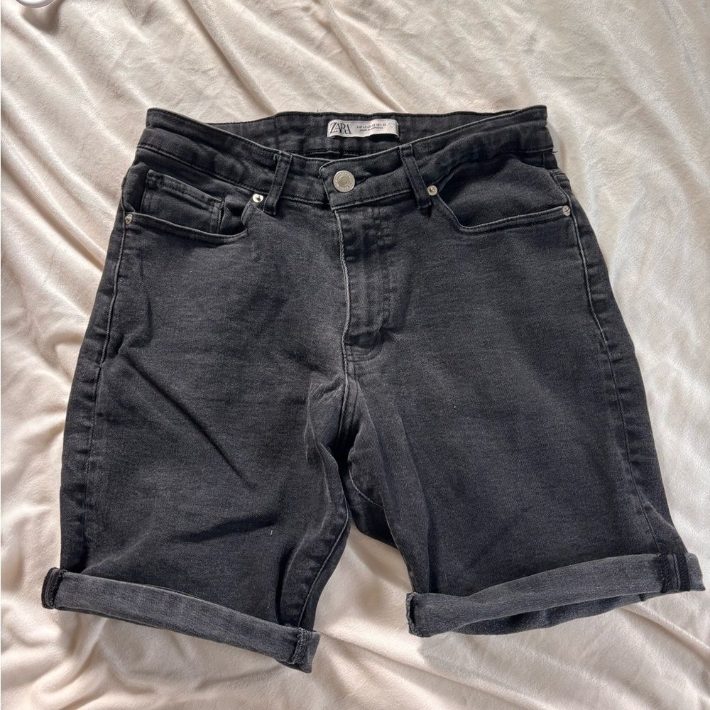 Zara Men’s Washed Black Jean Shorts